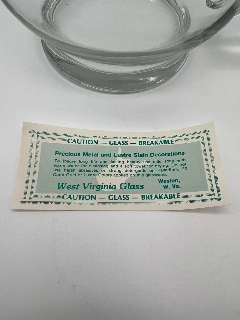 Vintage West Virginia Glass Co. 25th Silver Anniversary Hand-blown Glass Pitcher